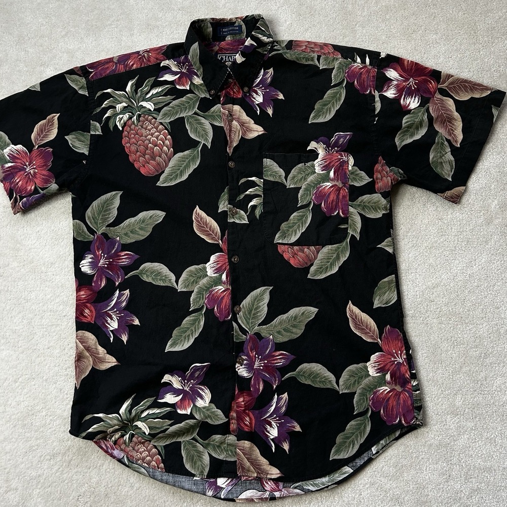 VTG 80s Ralph Lauren Hawaiian Camp Button Down Shirt Men's Medium Short Sleeve